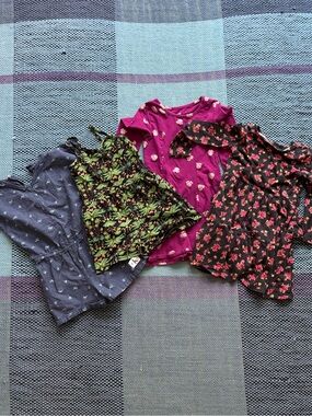 Girls Floral & Solid Mix Dress & Romper Bundle - Pink, Black, Navy, Green